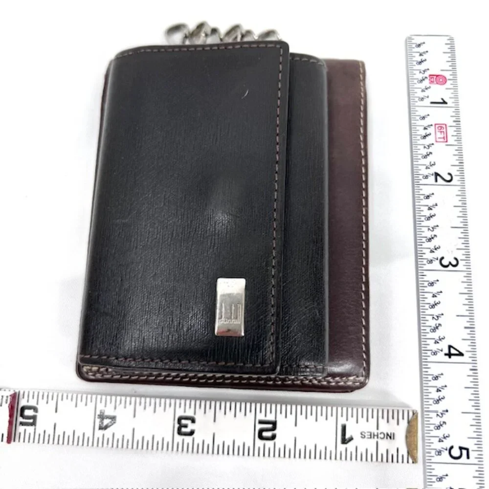 Set: DunHill Back leatherPouch Hold Key & Yuki Torri Wallet Bifold Brown (64)